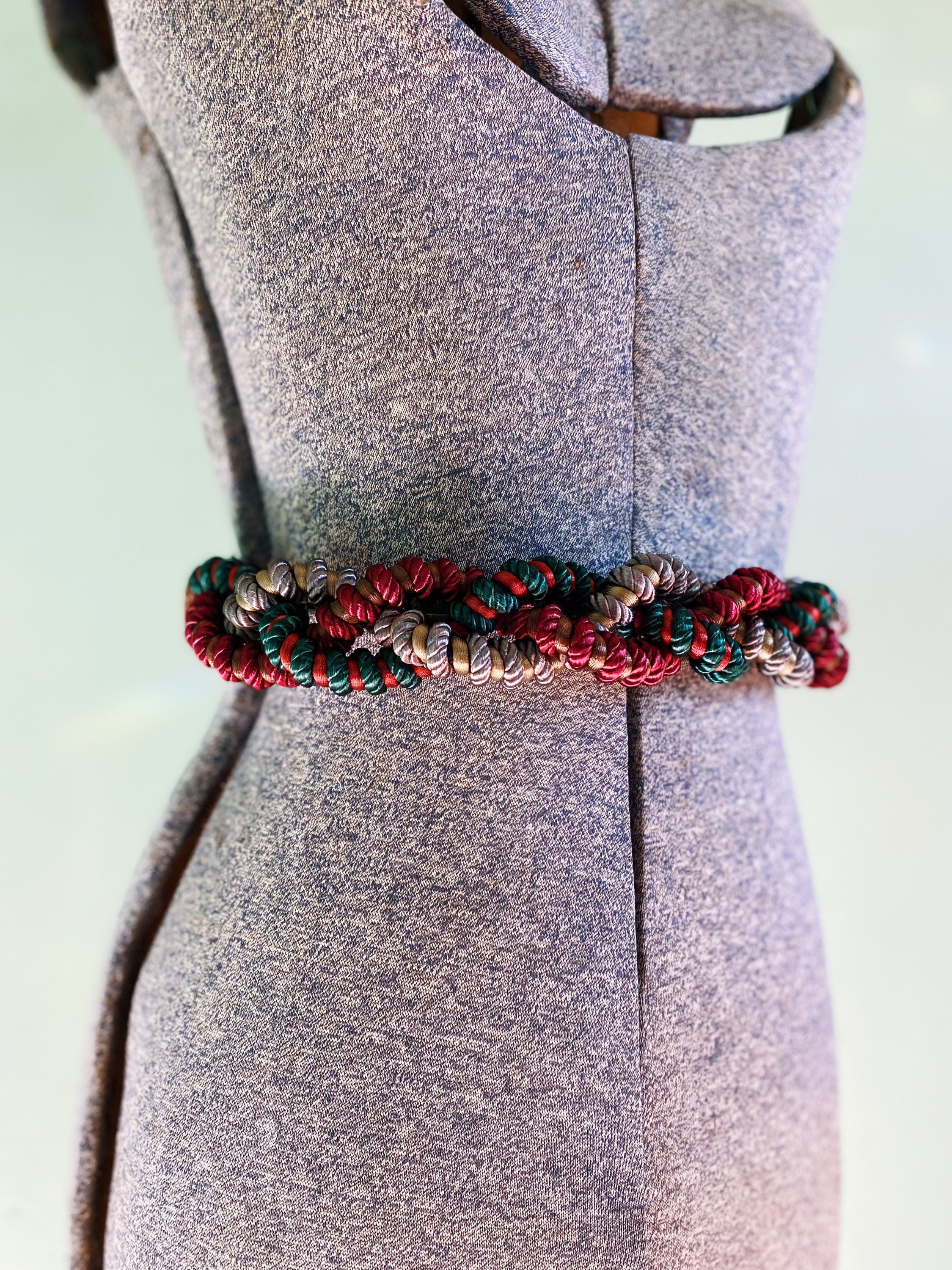 Vintage Metallic Red & Green Twisted Braided Rope Belt - Etsy