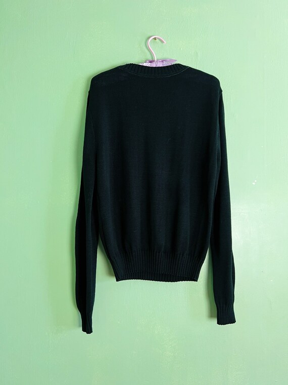 70s - 80s pastel on black poppy flower sweater - image 10