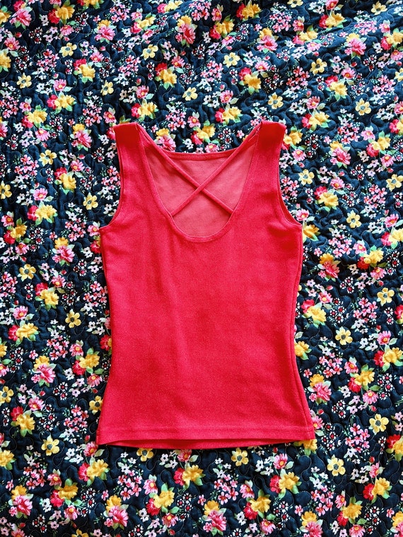 90s / 00s sparkly grapefruit pink tank top with st