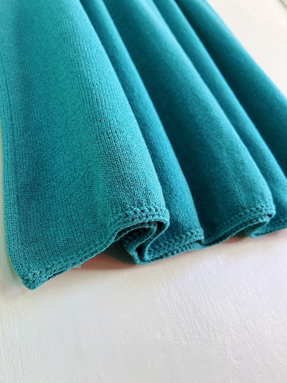 vintage colorful teal blue knit midi skirt with p… - image 9