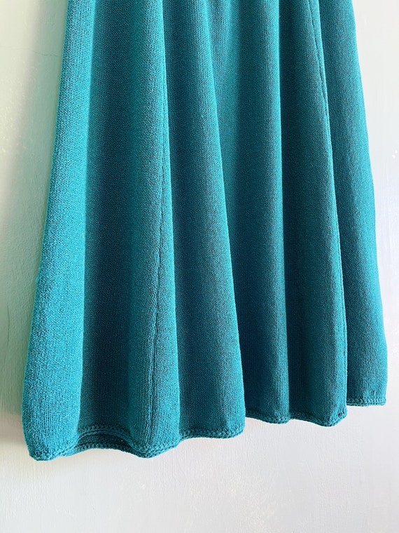 vintage colorful teal blue knit midi skirt with p… - image 8