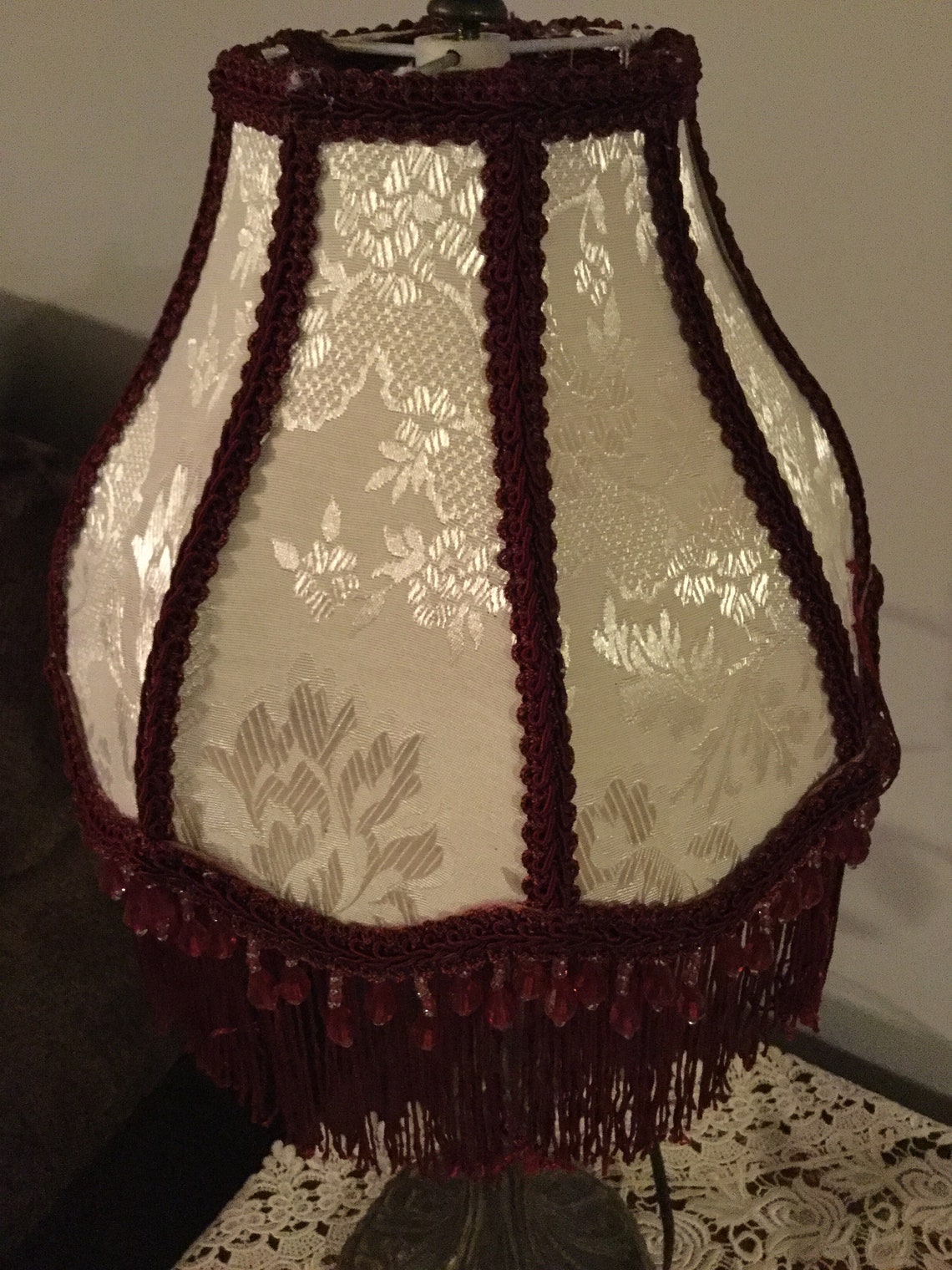 Victorian burgundy lamp shade Etsy