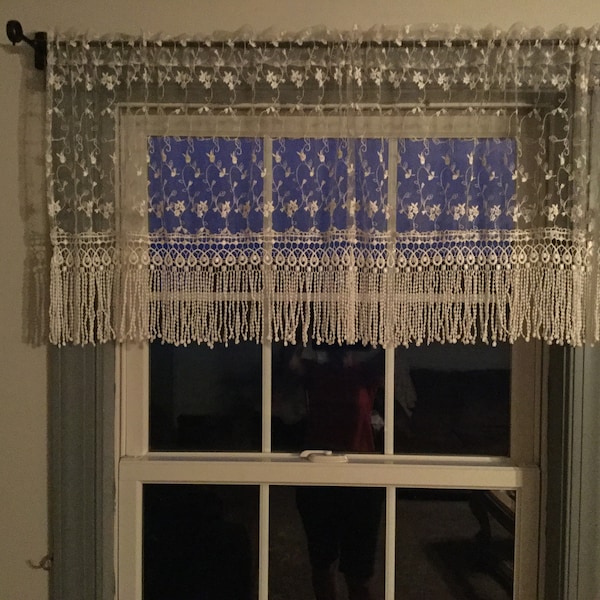 Lace valance with embroidery flowers