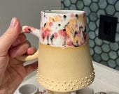 Spiky Ceramic Mug: Sculptural Coffee Cup, Bare Clay Texture
