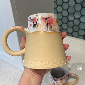 Spiky Ceramic Mug: Sculptural Coffee Cup, Bare Clay Texture