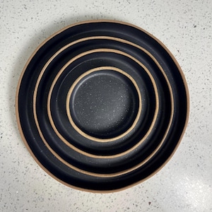 Matte Black Speckled Ceramic Dinnerware Set, Plates Bowls Platters 4 6 8 10 Inch, Handmade Minimalist Speckle Clay Tableware, Made to Order