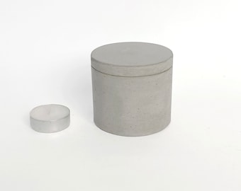 Barattolo in cemento con coperchio, piccolo portautensili da cucina, portabicchieri, contenitore moderno per la conservazione, minimalismo industriale, cucchiaio, utensile, pentola