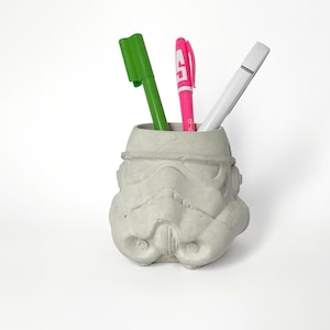 Beton Beton Übertopf Stormtrooper Stift Sukkulenten Halter Wohnkultur Statue Skulptur Bleistift Sukkulenten Topf Büro Schreibtisch Pflanzentopf umweltfreundlich