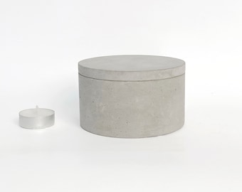 Barattolo in cemento con coperchio, grande portautensili da cucina, portabicchieri, contenitore moderno per la conservazione, minimalismo industriale, cucchiaio, utensile, pentola