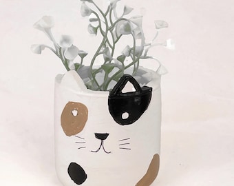 Cat planter Pen succulent holder  statue sculpture  pencil cup pot  eco friendly home decor