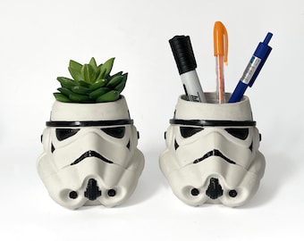 Stormtrooper planter Pen succulent holder home decor statue sculpture  pencil succulent cup pot office desk planter pot eco friendly