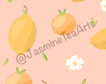 Phone Wallpaper / Cute Wallpaper / Citrus / Fruits / Flowers / Wallpaper