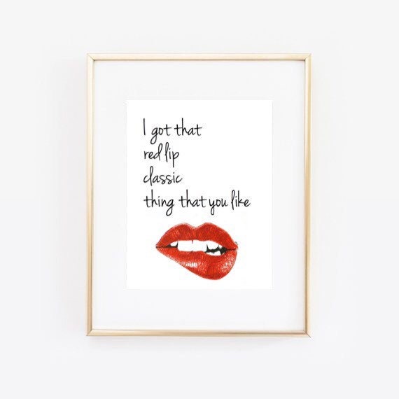 Taylor Swift Inspired Digital Print Style Lyrics Red Lip Classic Vanity Decor Bedroom Decor