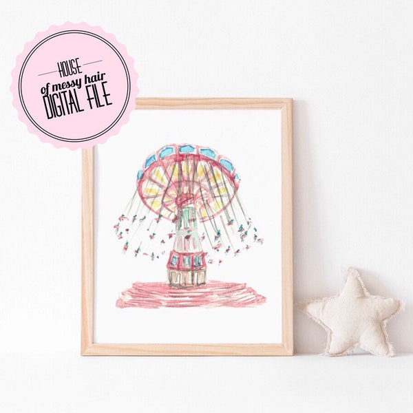 Circus Theme Nursery Art | BLUSH Watercolor Print| Instant Download | Rose Gold Nursery|