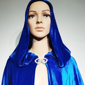 Blue Velvet Hooded Cape: Renaissance Masquerade Costume