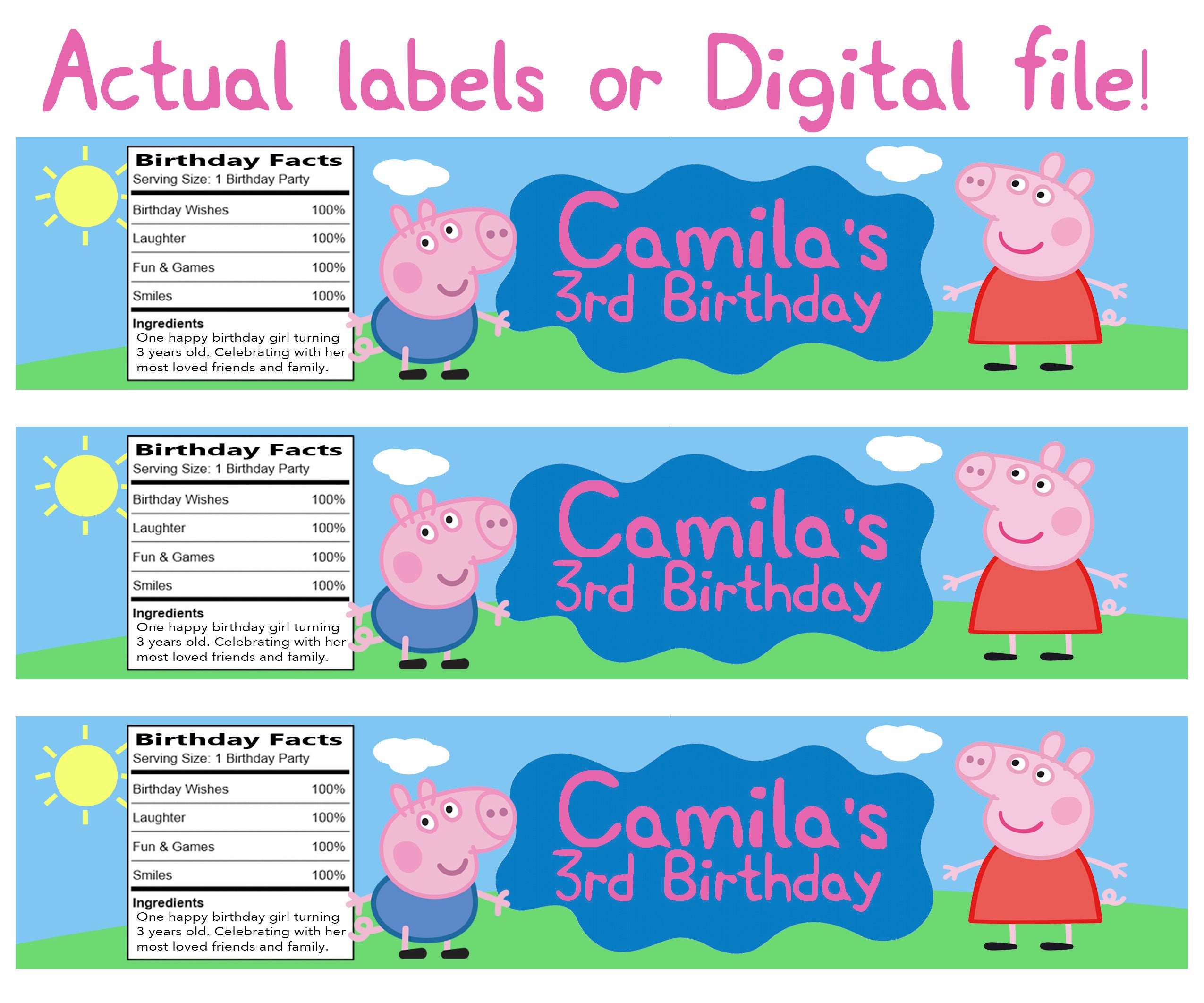 Peppa Pig Name Labels