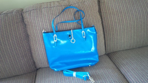 royal blue leather tote bag