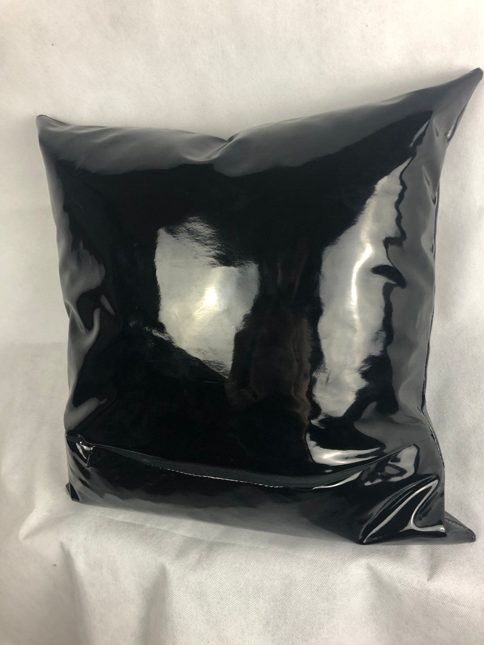 Black Shiny PVC Vegan Leather Accent Pillow Cover 16 Inch Etsy