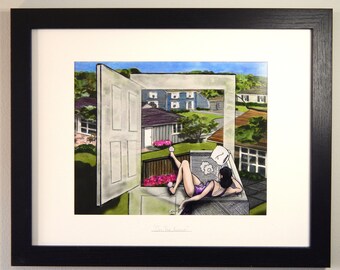 On the Fence Framed Illustration Print [12x15]
