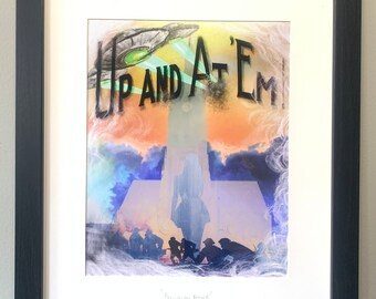 Fujiyama Attack [12"x15"] Matted & Framed Illustration Print