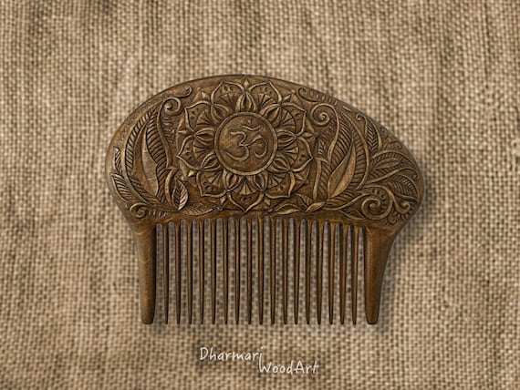 Wooden Comb Om Hair Comb Hair Care Hair Etsy