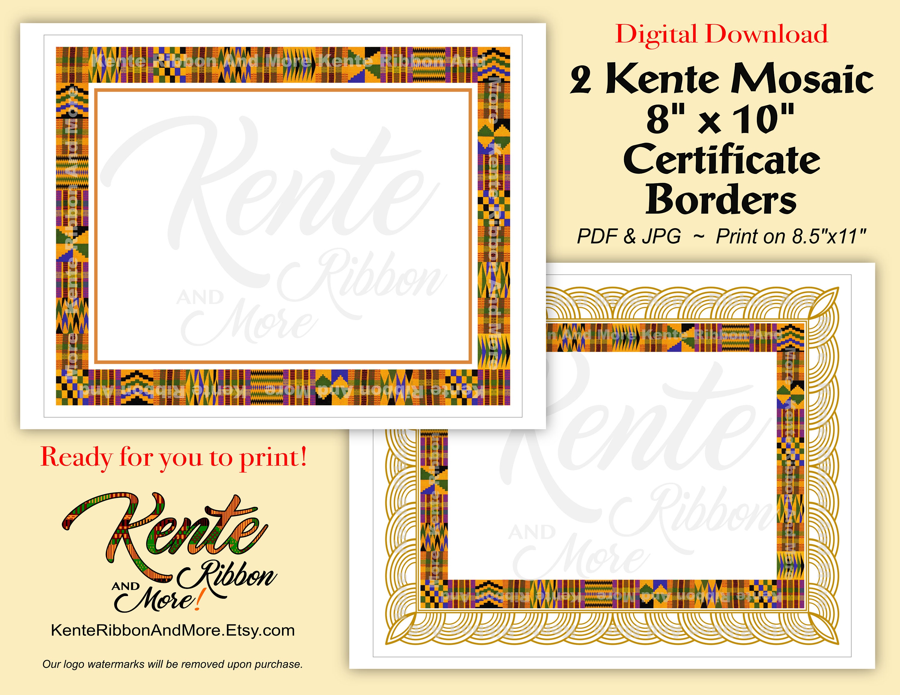 DIY 2 Kente Border 8x10 Templates Great for Certificates Etsy