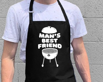 Man's Best Friend / BBQ & Kitchen Gift for Men, Dad or Grandpa / 100% Cotton / Large 1 Size Fits All with Adjustable Neck