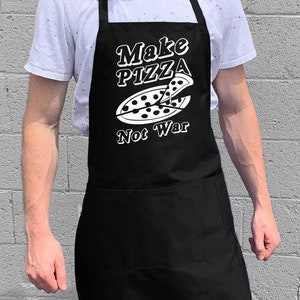 Gör pizza, inte krig / Grill- och kökspresent till män, pappa eller morfar / 100 % bomull / Stor 1 storlek passar alla med justerbar halsringning