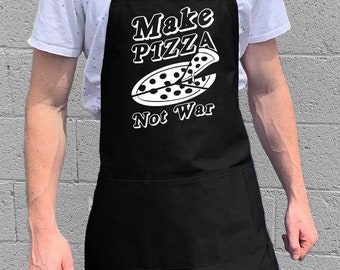 Make Pizza Not War / BBQ & Kitchen Gift for Men, Dad or Grandpa / 100% Cotton / Large 1 Size Fits All with Adjustable Neck