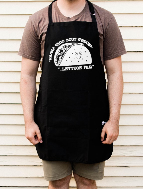 Fathers Day Husband Taco Bout Jesus Letus Funny Novelty Apron Gift for Dad 