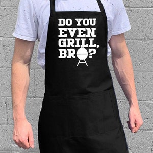 Grillar du ens, brorsan? / Grill- och kökspresent till män, pappa eller morfar / 100 % bomull / Stor, 1 storlek passar alla med justerbar halsringning