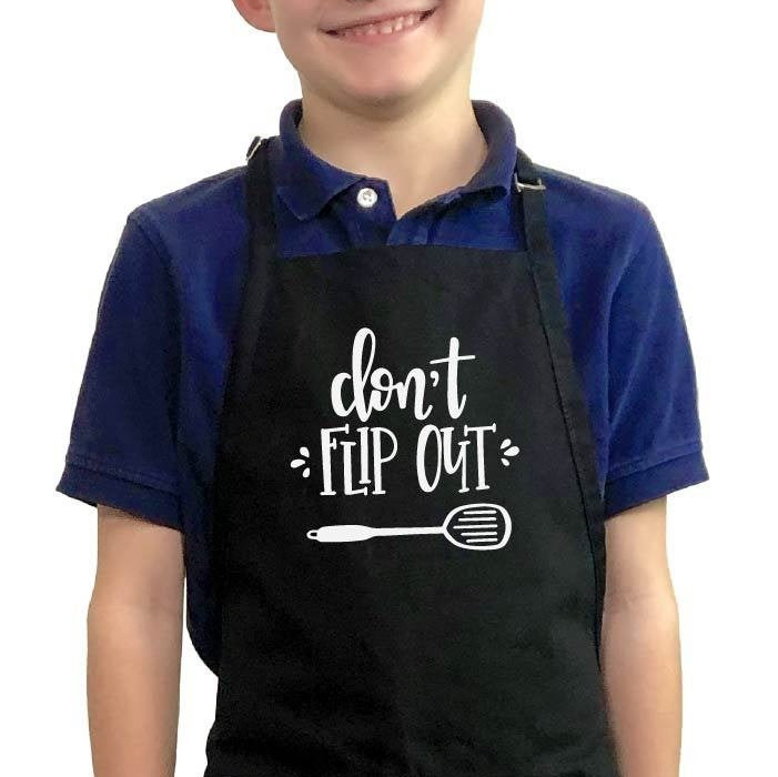 Don't Flip Out - Kids Apron / Funny BBQ Grilling Apron / 1 Size Fits All - Adjustable Neck