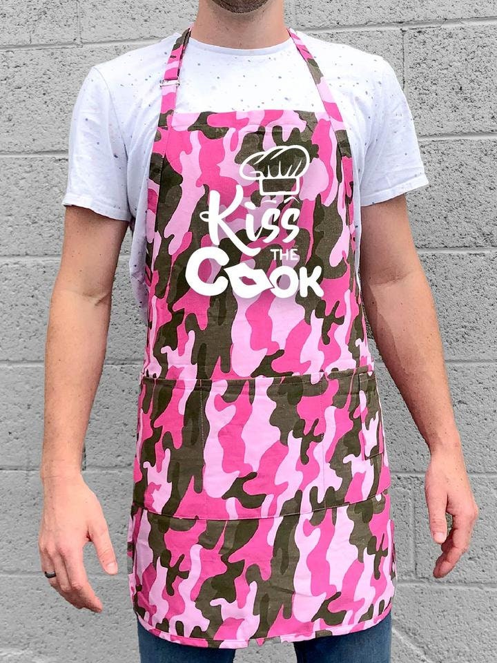 Kiss the Cook Apron W/ Large Adjustable Neck / Funny BBQ Etsy UK