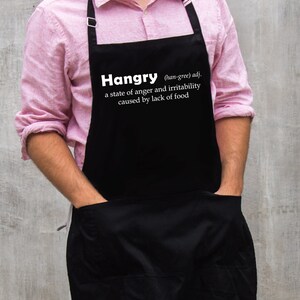 Hangry Apron / BBQ Gift for Men / 100% Cotton / Large 1 Size Fits All with Adjustable Neck