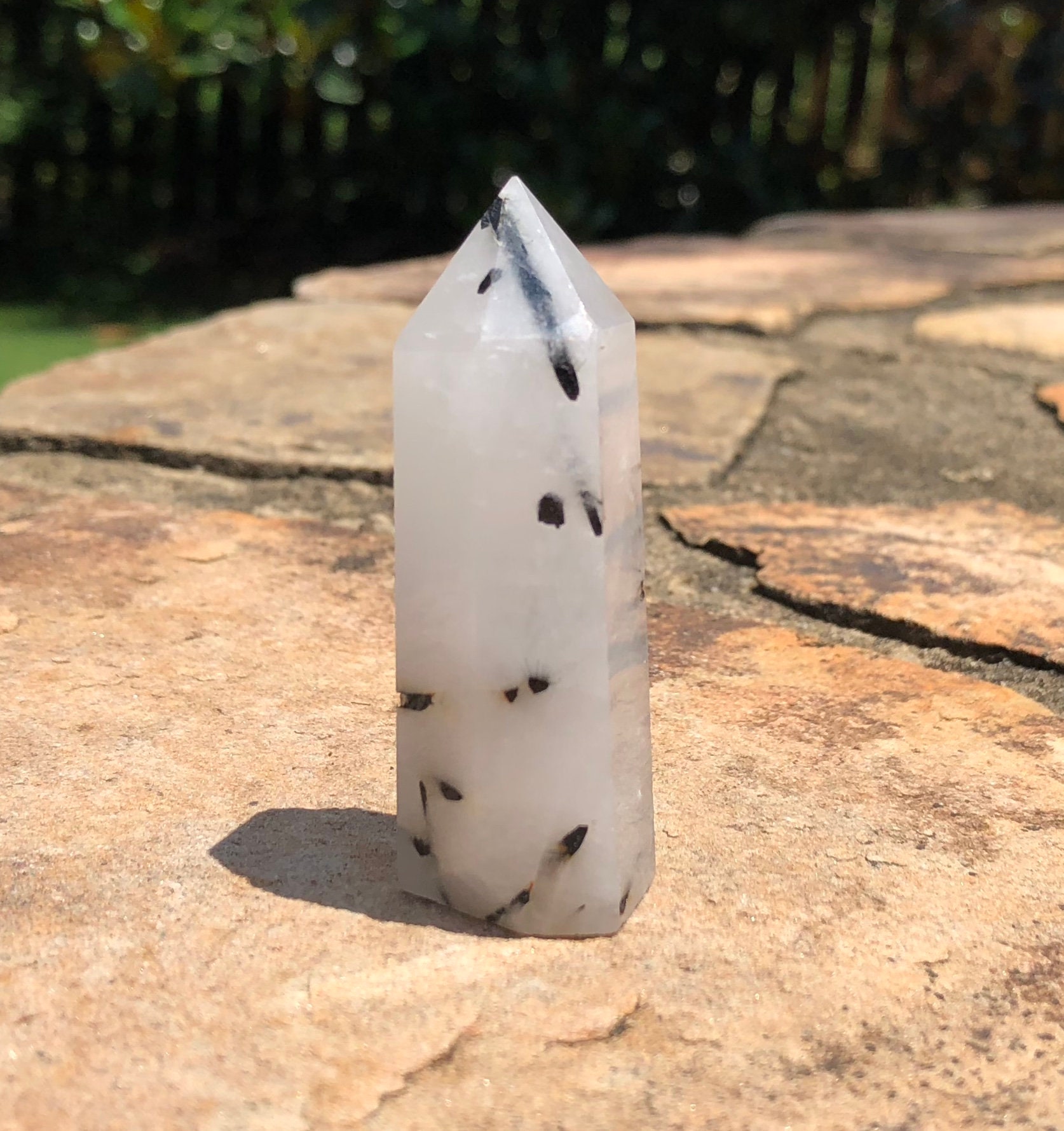 Polished 64mm genuine tourmalated quartz obelisk tourmalated | Etsy