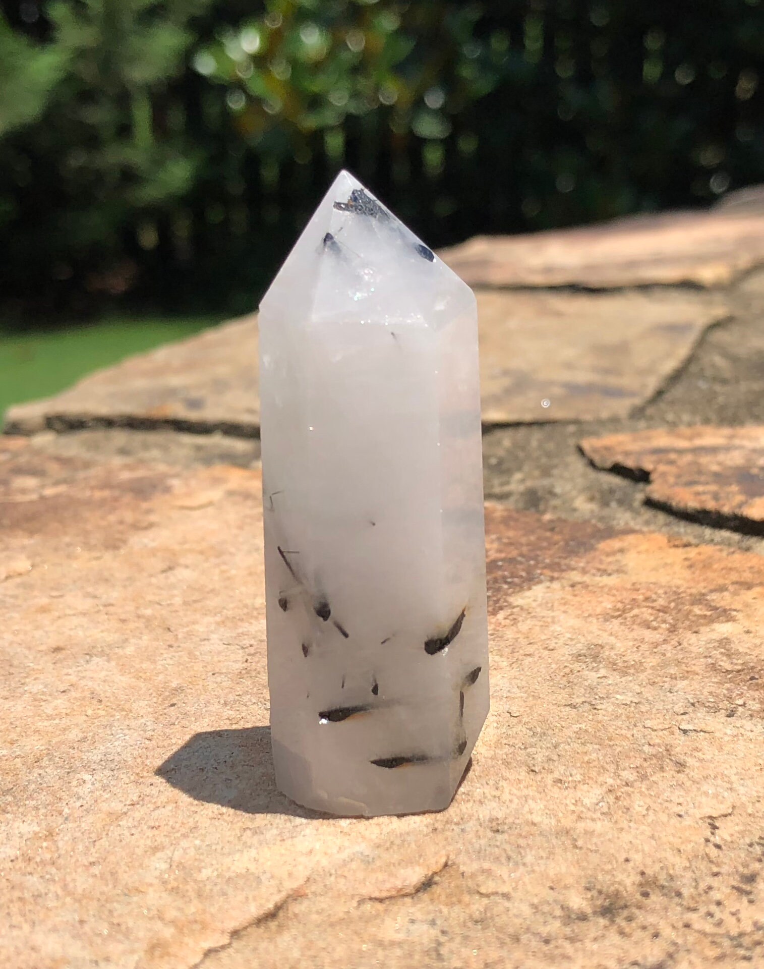 Polished 64mm genuine tourmalated quartz obelisk tourmalated | Etsy