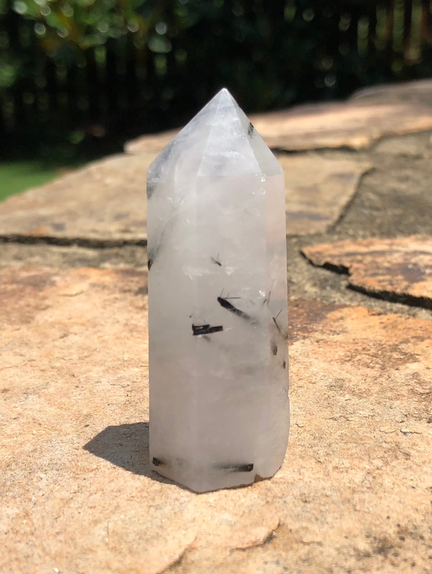 Polished 64mm genuine tourmalated quartz obelisk tourmalated | Etsy