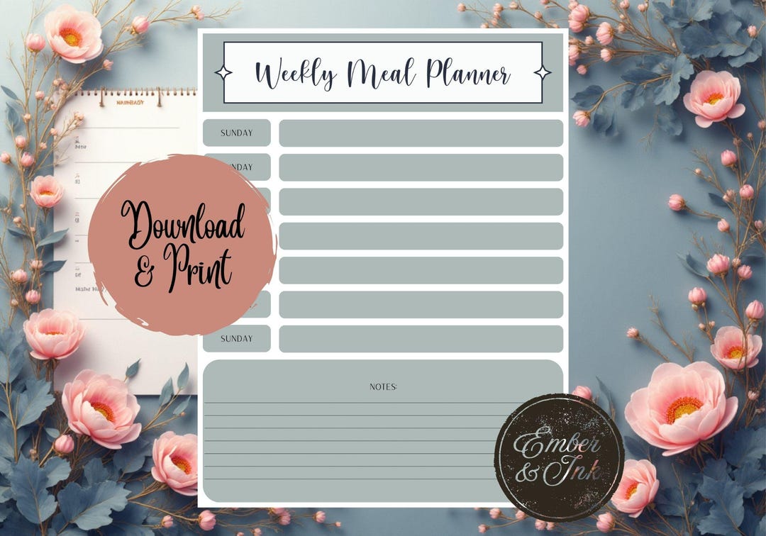 Printable Weekly Meal Planner - Digital Download - Etsy