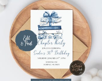 Editable Book Birthday Invitation - Chapter X
