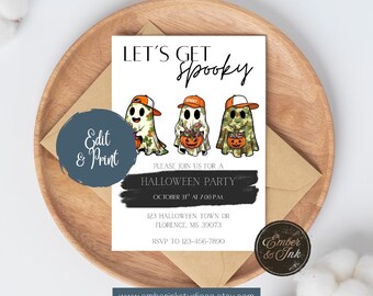 Editable "Let's Get Spooky" Halloween Party Invitation