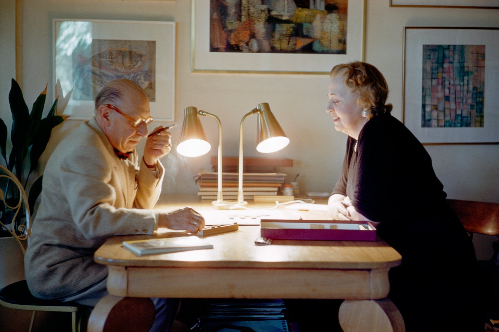Composer Igor Stravinsky and wife Vera Play Scrabble, by Marvin koner