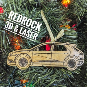 Hyundai Ioniq 5 - Christmas Tree Ornament - Personalized Back - Laser Cut - .20&quot; Birchwood - 3D - Realistic