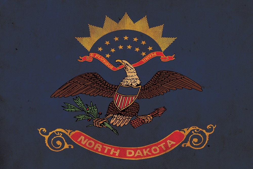 Vintage North Dakota Flag on Canvas, North Dakota Flag, Wall Art, North Dakota - Picture 5 of 6