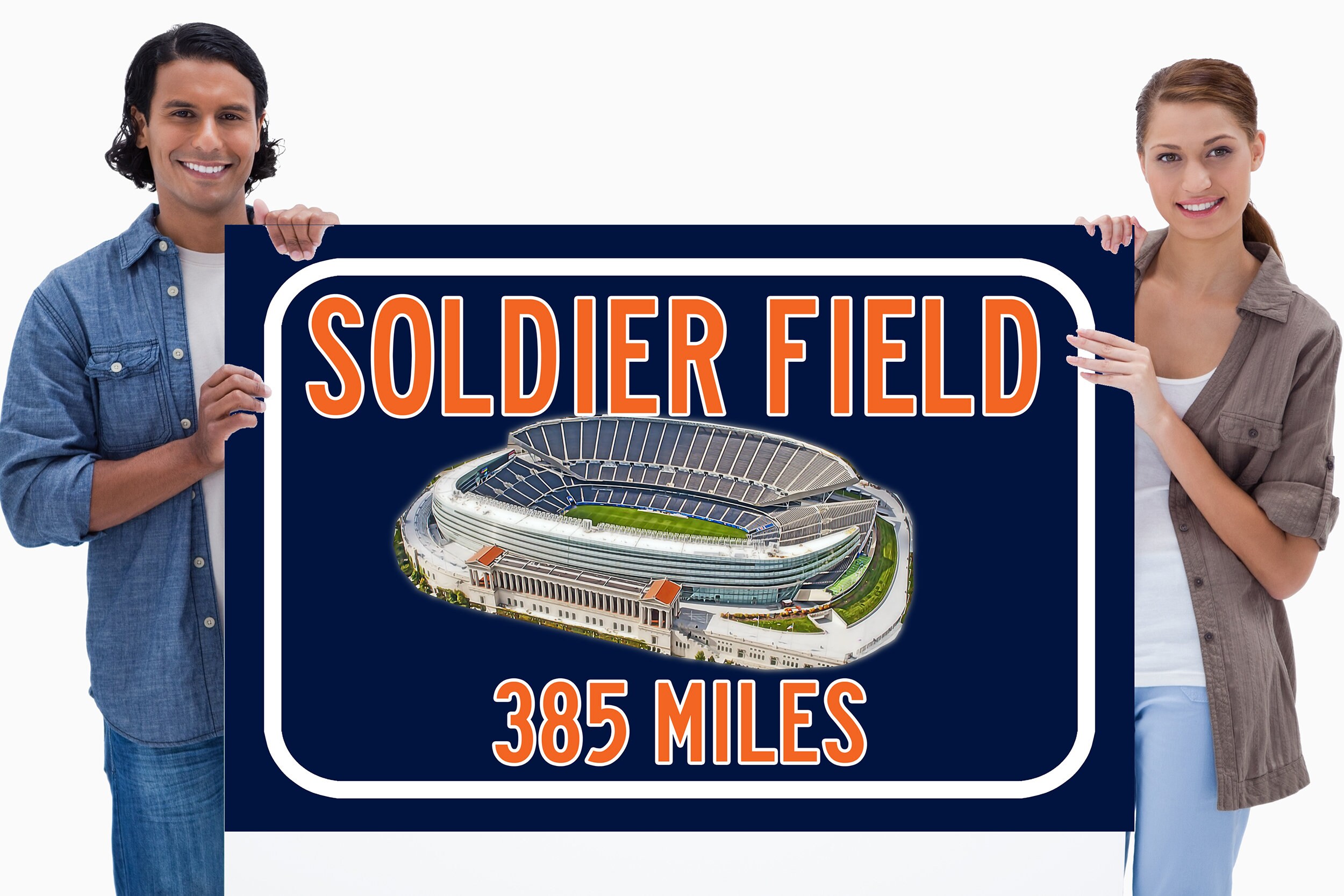 Chicago Bears Soldier Field - Miles to Stadium Highway Road Sign Customize the - Bild 8 von 13