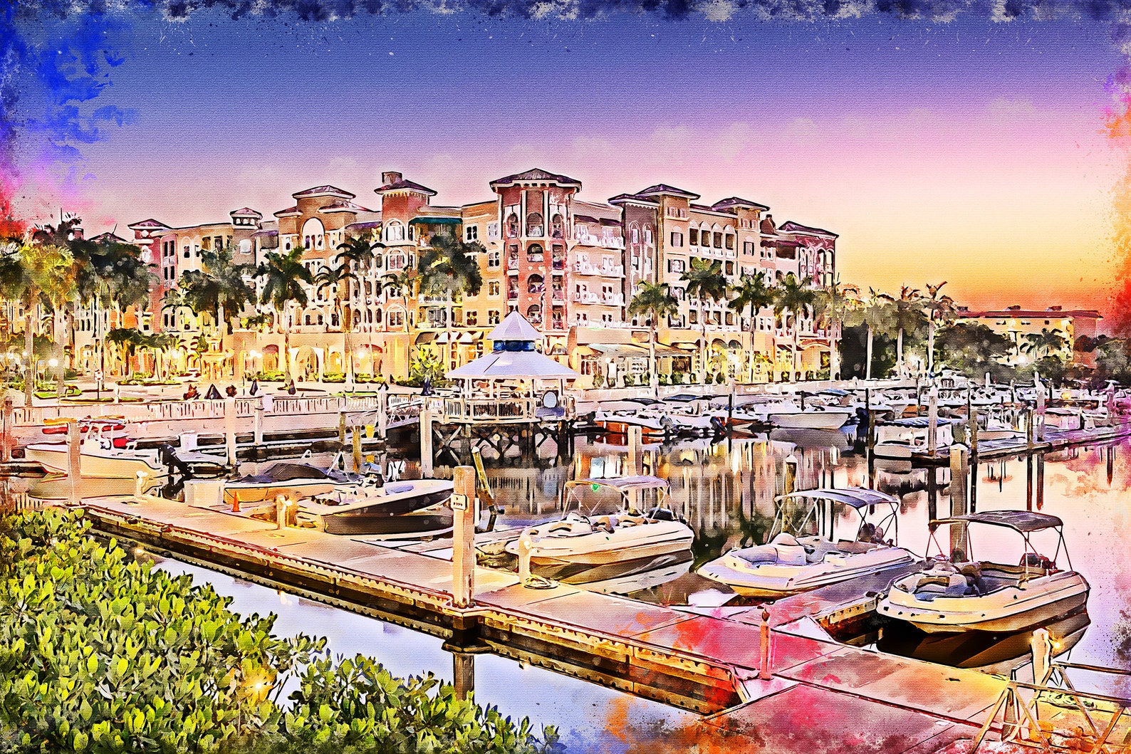 Naples Florida Watercolor Canvas Naples Florida Canvas Old Etsy UK