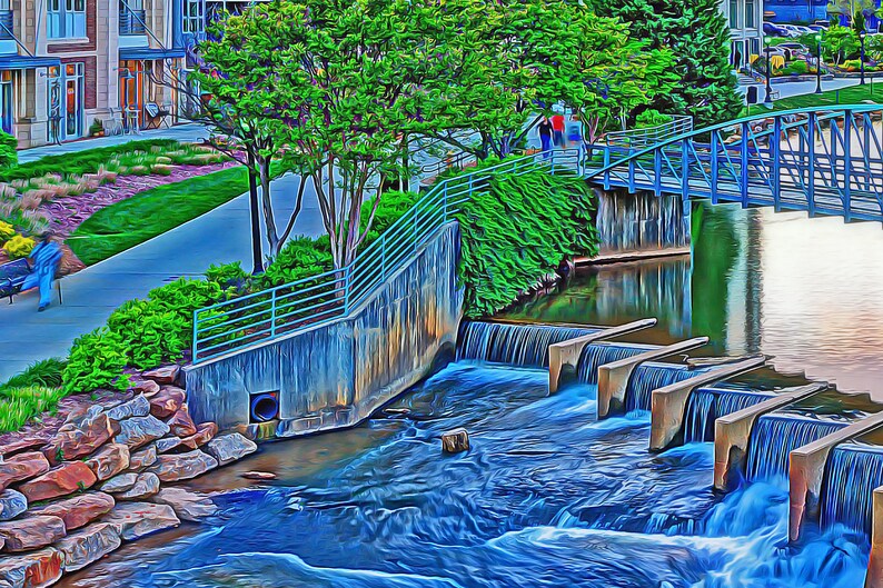 Greenville SC Digital Oil Painting Canvas Greenville Canvas Etsy
