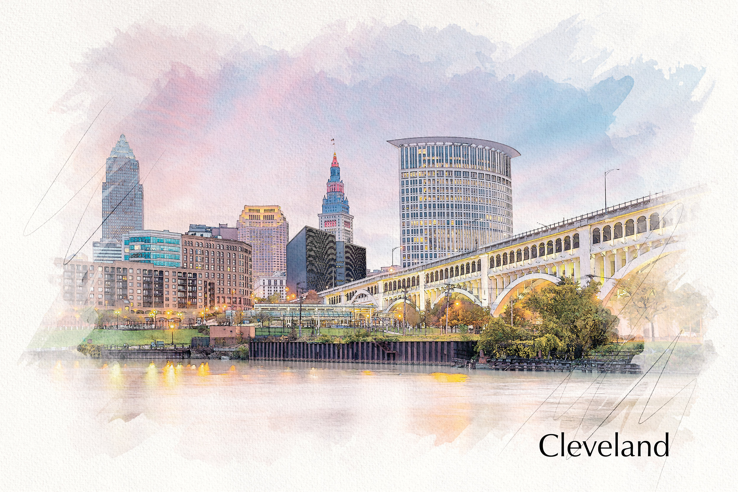 Cleveland Skyline Sketch