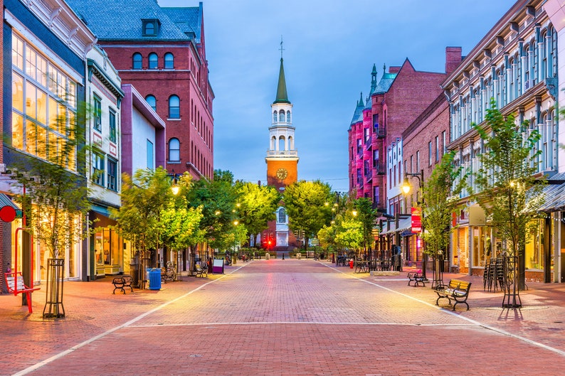 Burlington Vermont Canvas Vermont Canvas Burlington Vermont Etsy