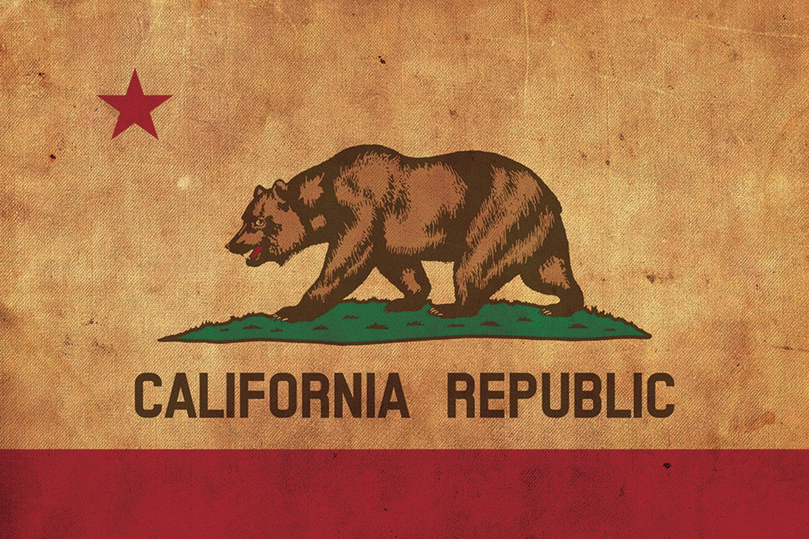 Vintage California Flag on Canvas California Flag Wall Art Etsy