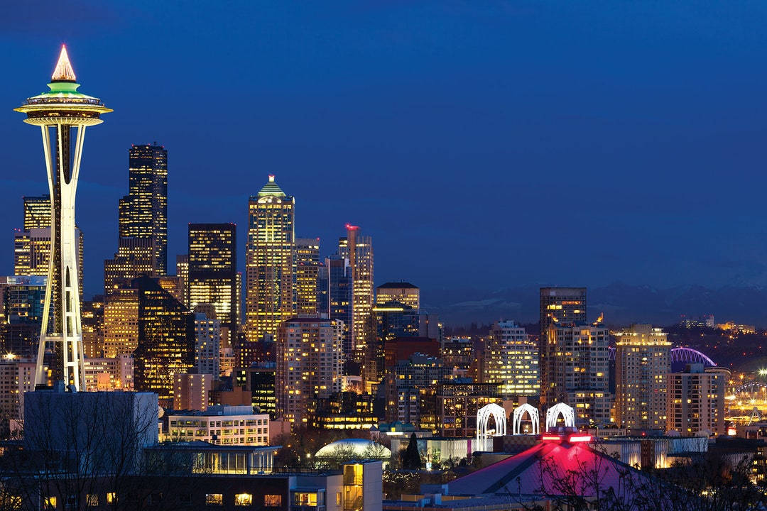 Seattle Canvas Skyline Seattle Canvas Seattle Skyline Etsy
